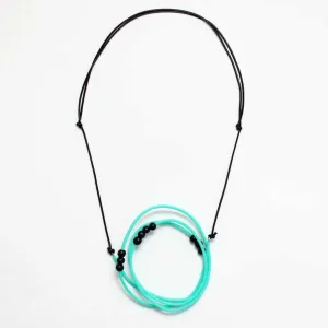 Aqua and Black Rubber Tubing Ava Necklace