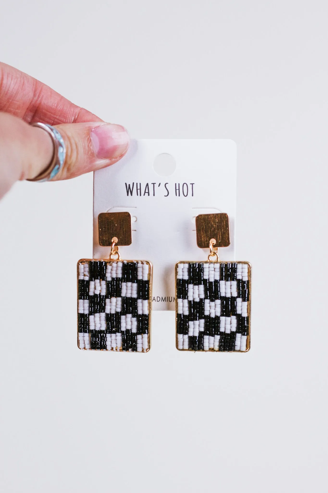 Black and White Checkered Earrings