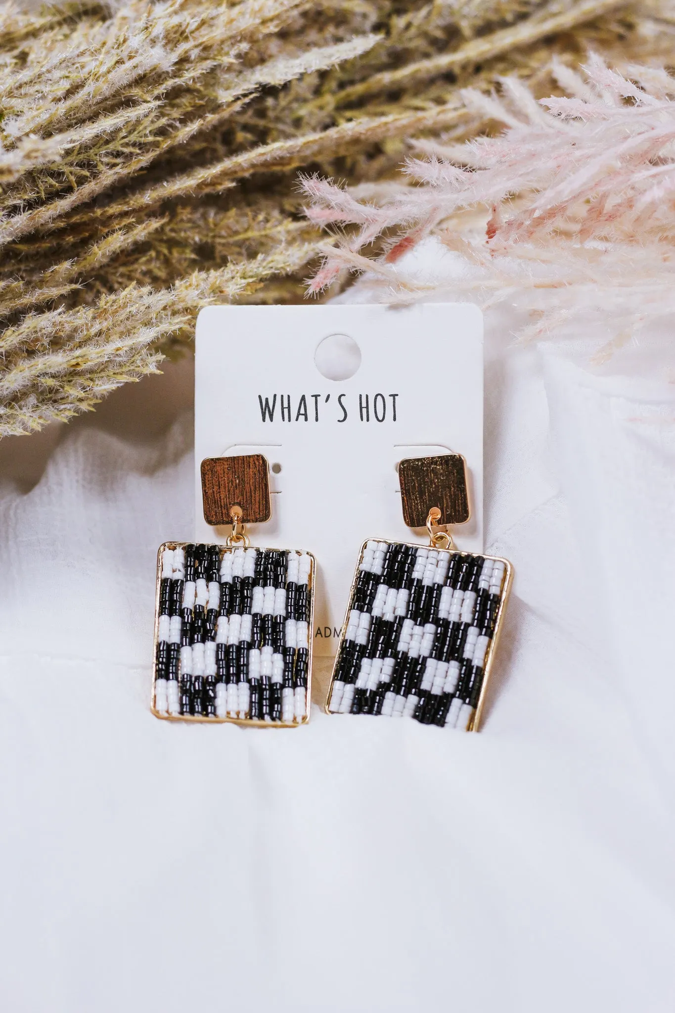 Black and White Checkered Earrings