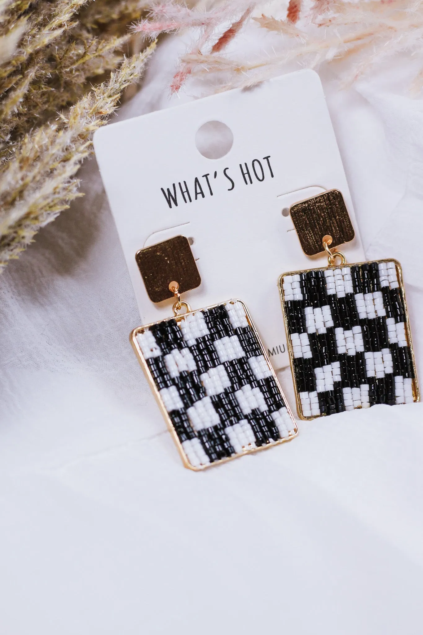 Black and White Checkered Earrings