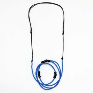 Blue and Black Rubber Tubing Ava Necklace