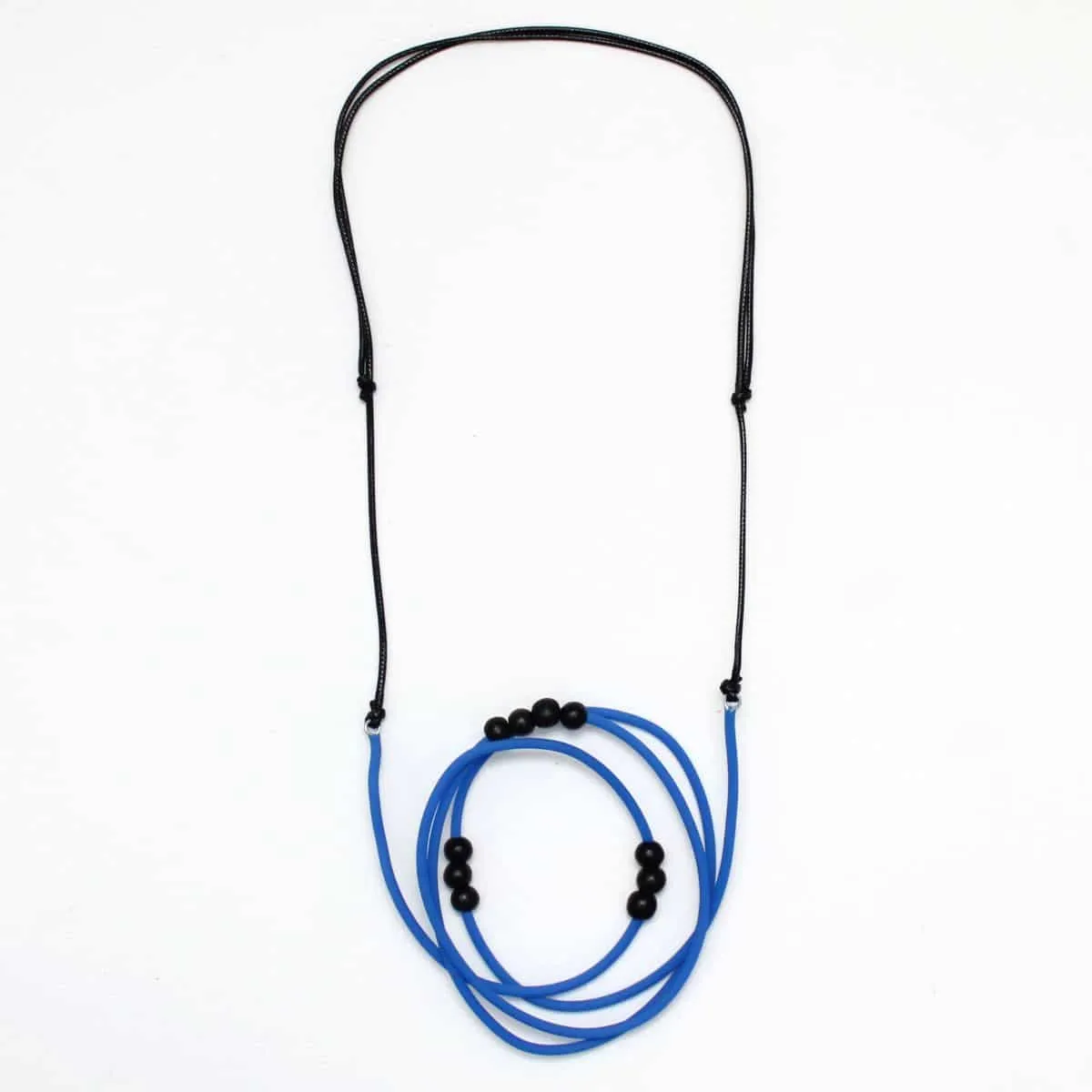 Blue and Black Rubber Tubing Ava Necklace