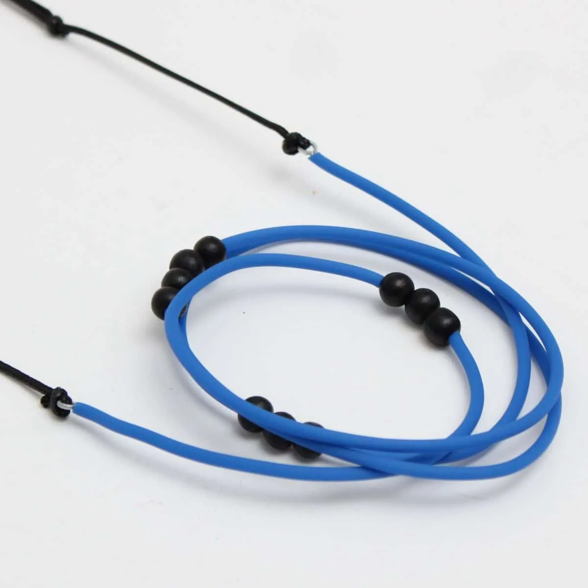 Blue and Black Rubber Tubing Ava Necklace