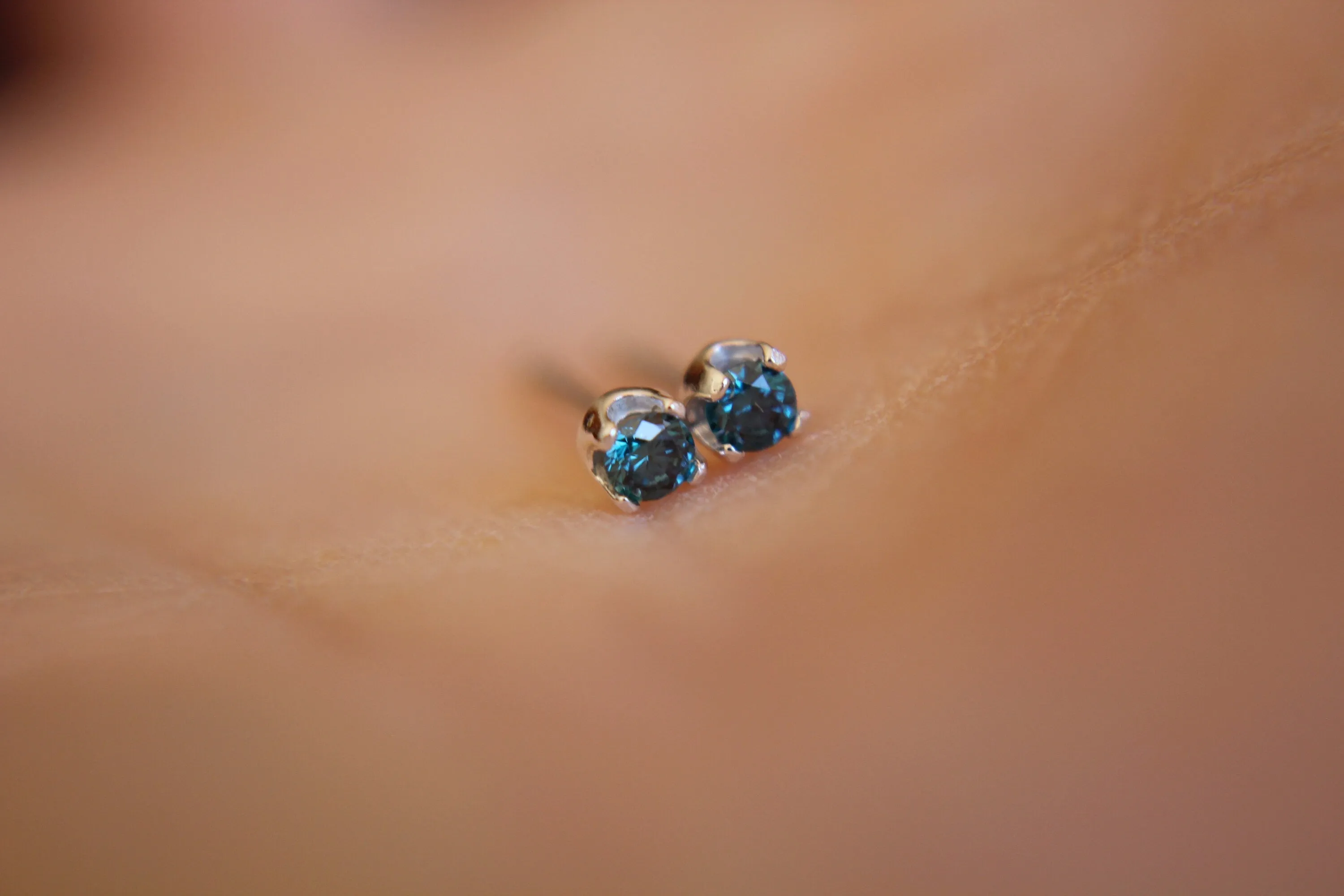 Blue Diamond Earrings, Diamond Earrings, Tiny Blue Diamond Earrings, Blue Diamond Earrings, Modern Chic, Blue Studs, Simple Blue Earring