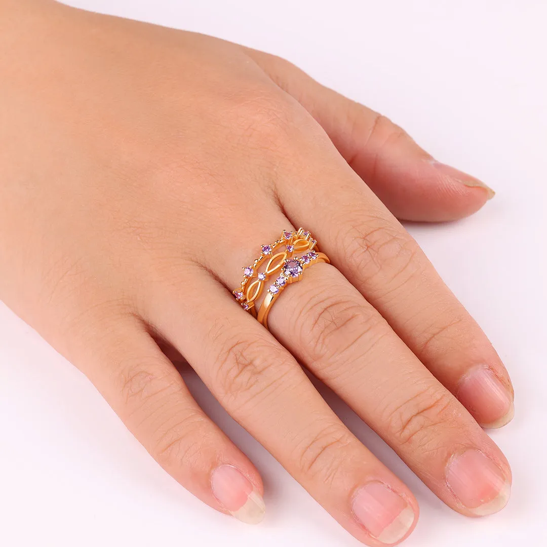 Braided Birthstone Stacking Ring Set