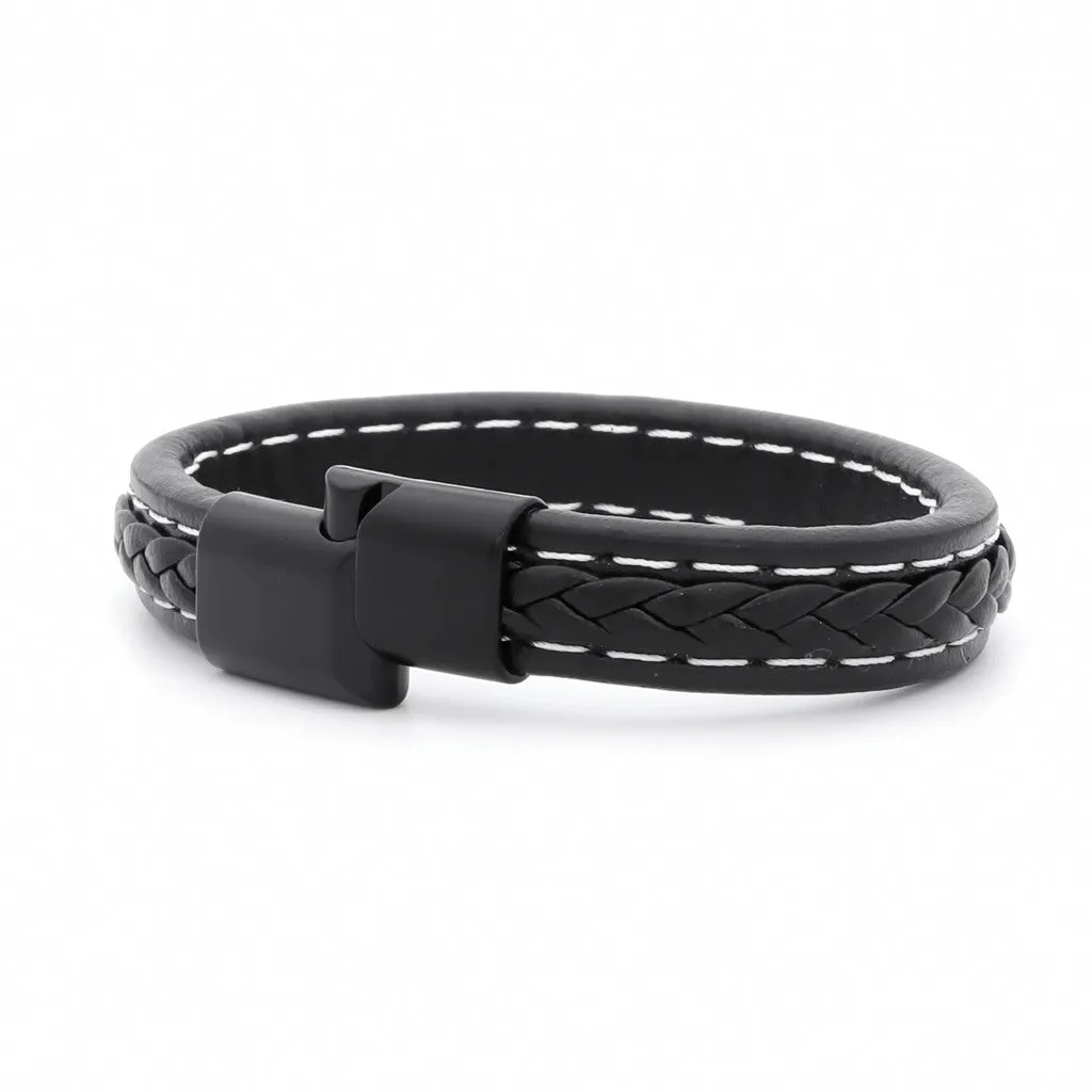 Braided Leather Bracelet - Black