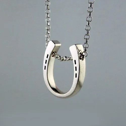 Classic Horseshoe Pendant Necklace Sterling Silver