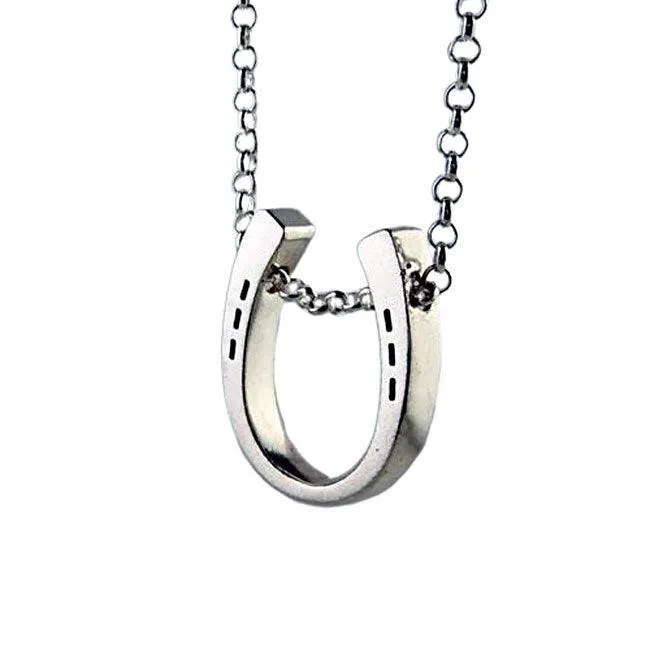 Classic Horseshoe Pendant Necklace Sterling Silver