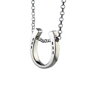 Classic Horseshoe Pendant Necklace Sterling Silver