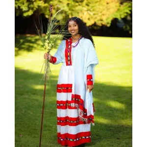 Colorful Oromo Dress Raya Oromo Dress With Accessories Beautiful Habesha Dress