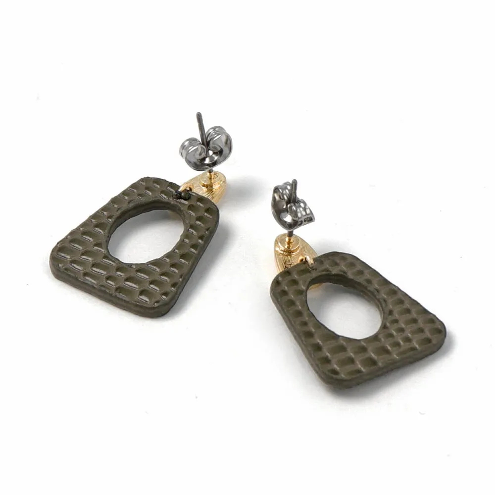 Crocodile Detail Square Earrings