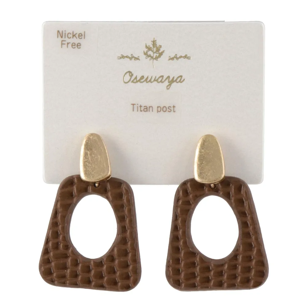 Crocodile Detail Square Earrings