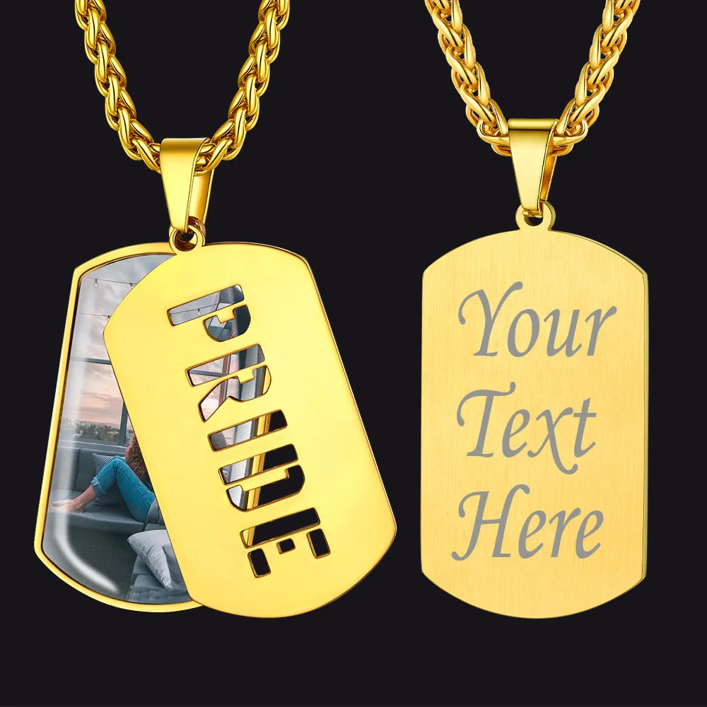 Customized Name Photo Dog Tag Memorial Necklace With Picture