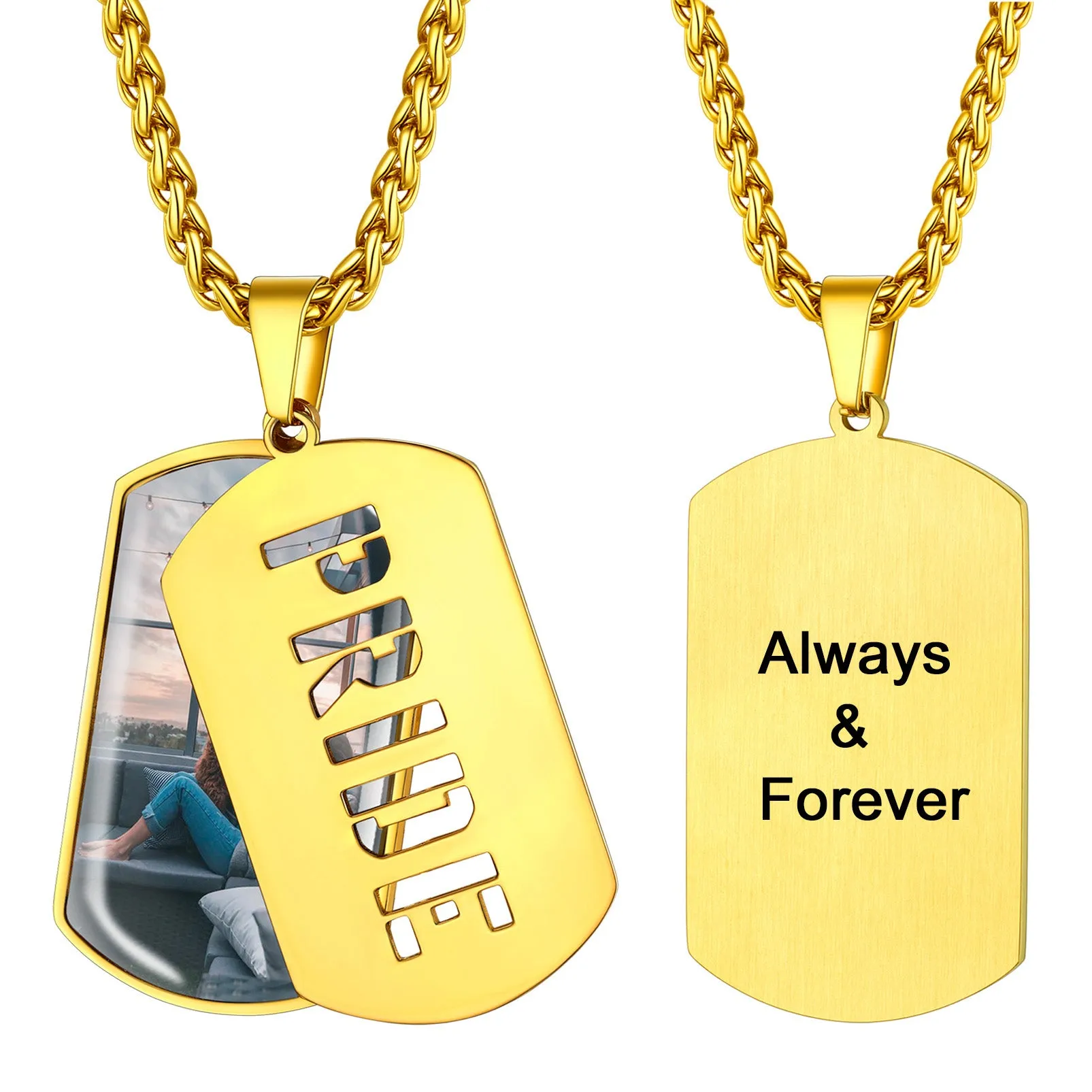 Customized Name Photo Dog Tag Memorial Necklace With Picture