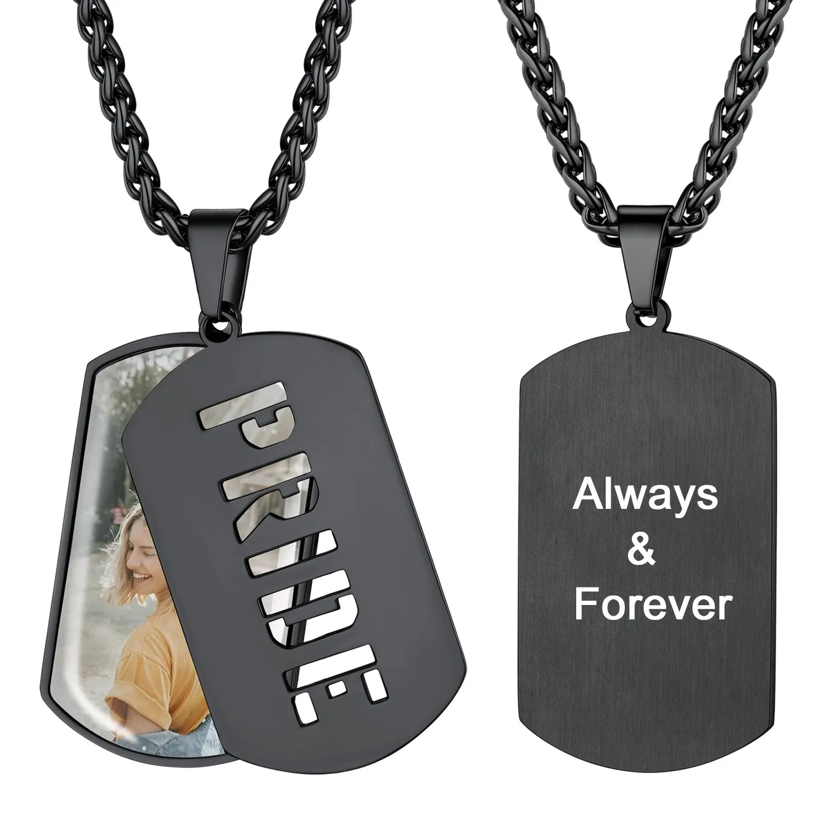 Customized Name Photo Dog Tag Memorial Necklace With Picture