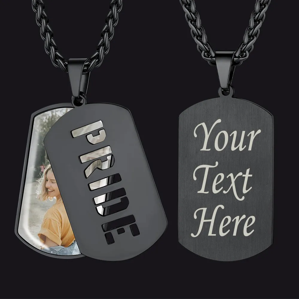 Customized Name Photo Dog Tag Memorial Necklace With Picture