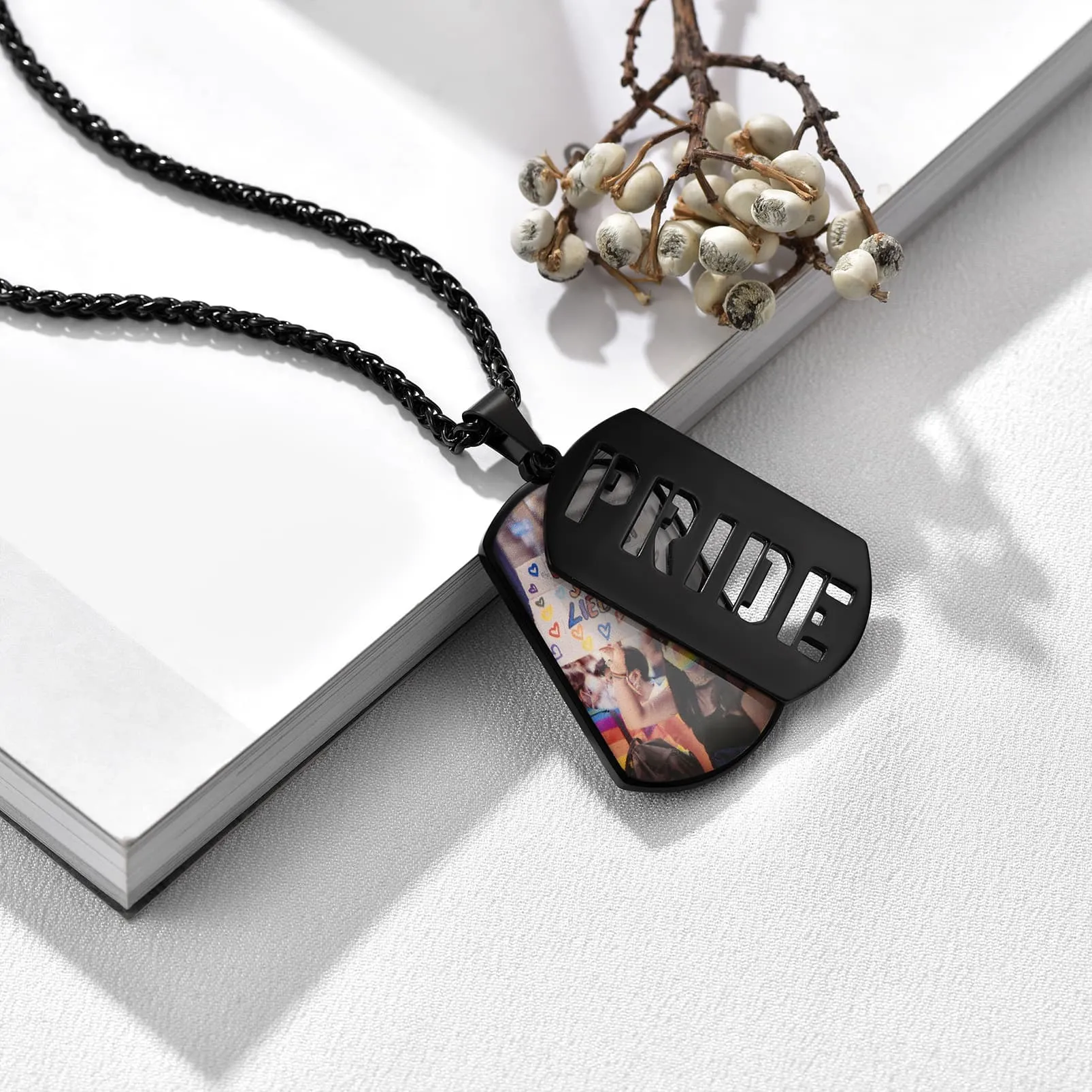 Customized Name Photo Dog Tag Memorial Necklace With Picture