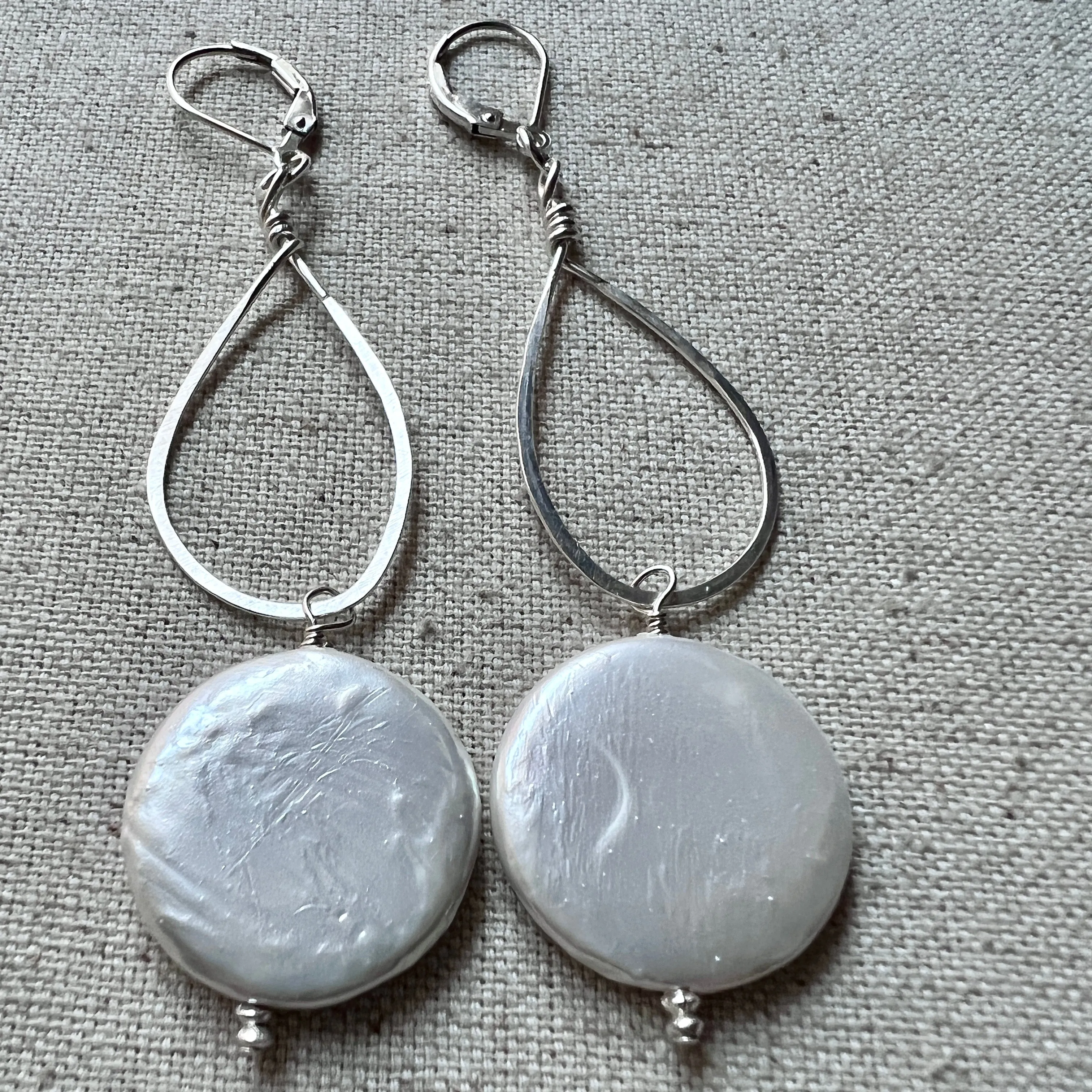 Dangly Coin Pearl Earrings