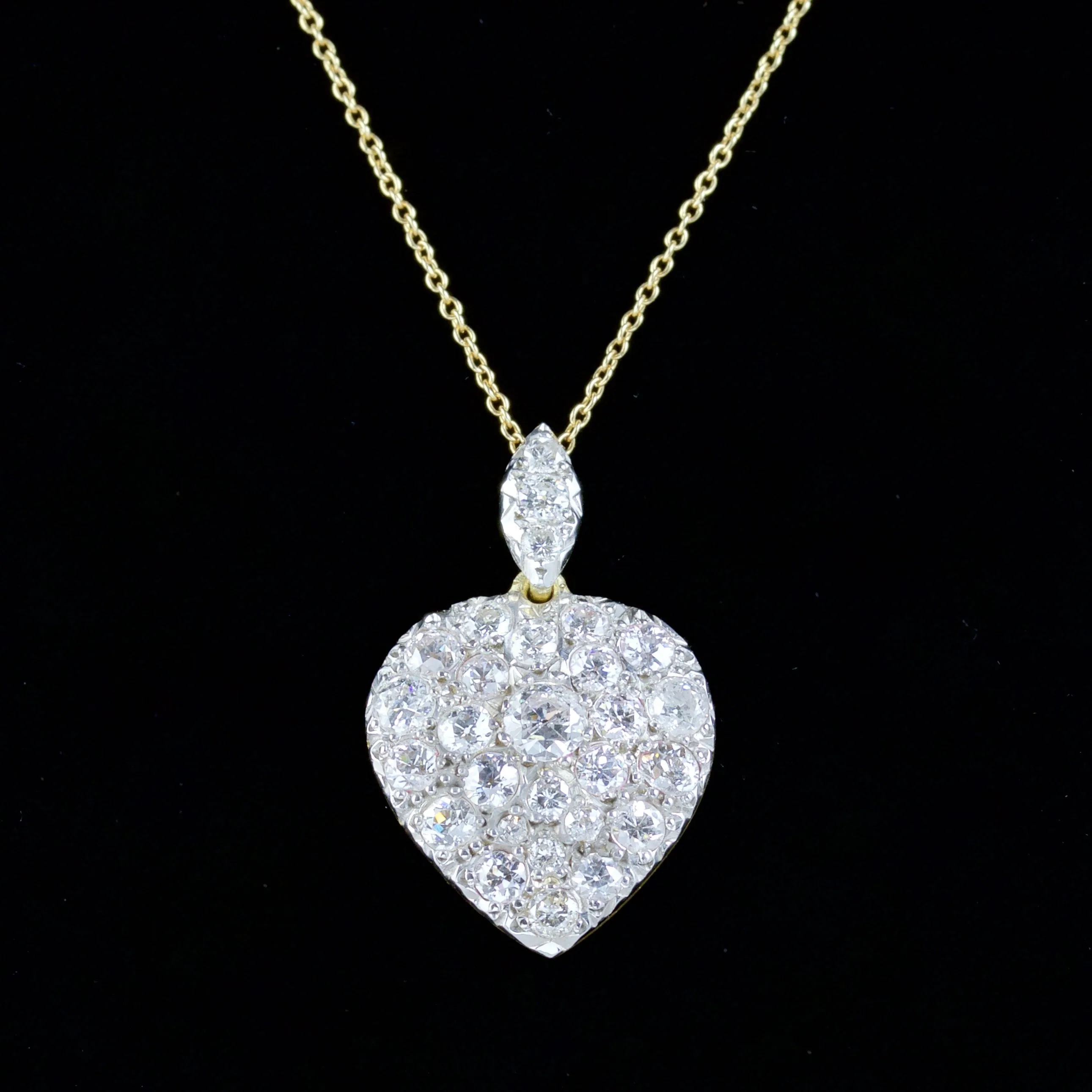 Diamond Heart Pendant Necklace and Chain 2.50Ct Diamonds 18Ct Yellow Gold