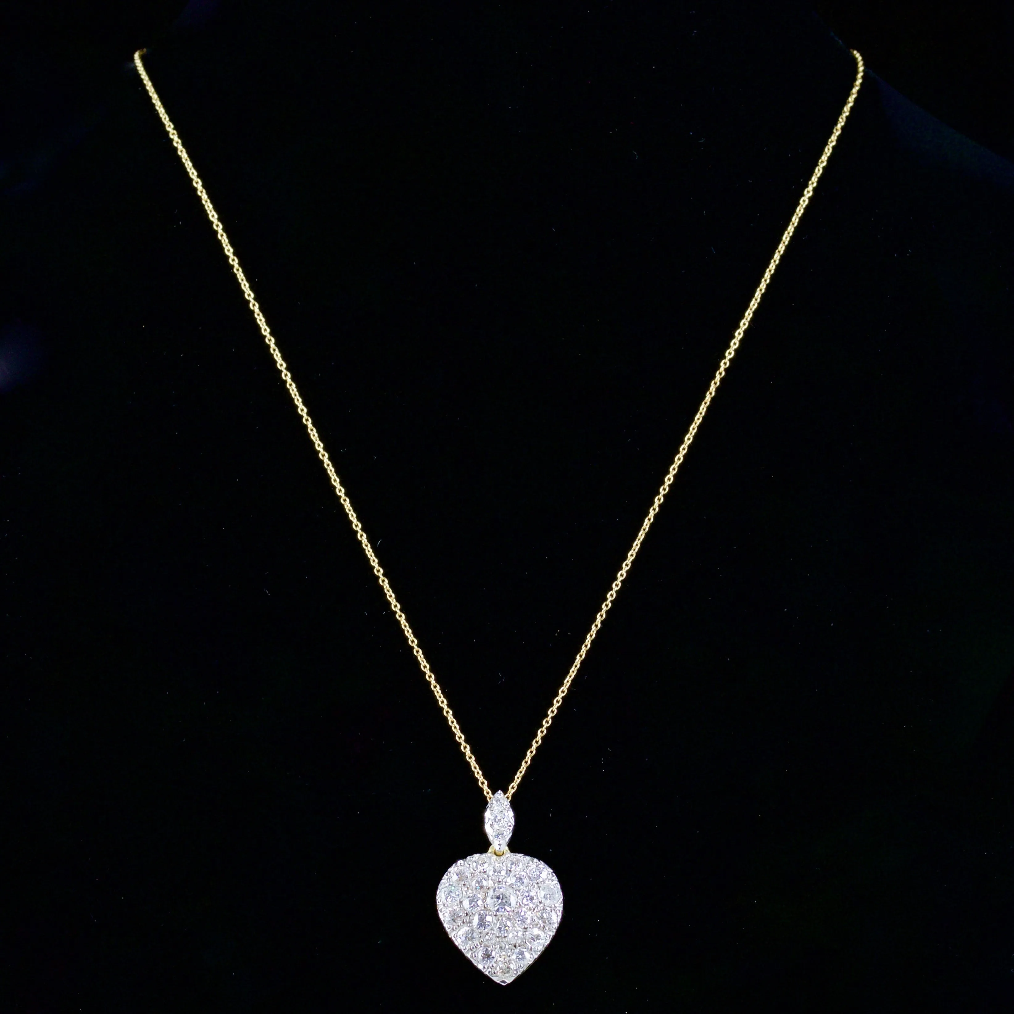 Diamond Heart Pendant Necklace and Chain 2.50Ct Diamonds 18Ct Yellow Gold