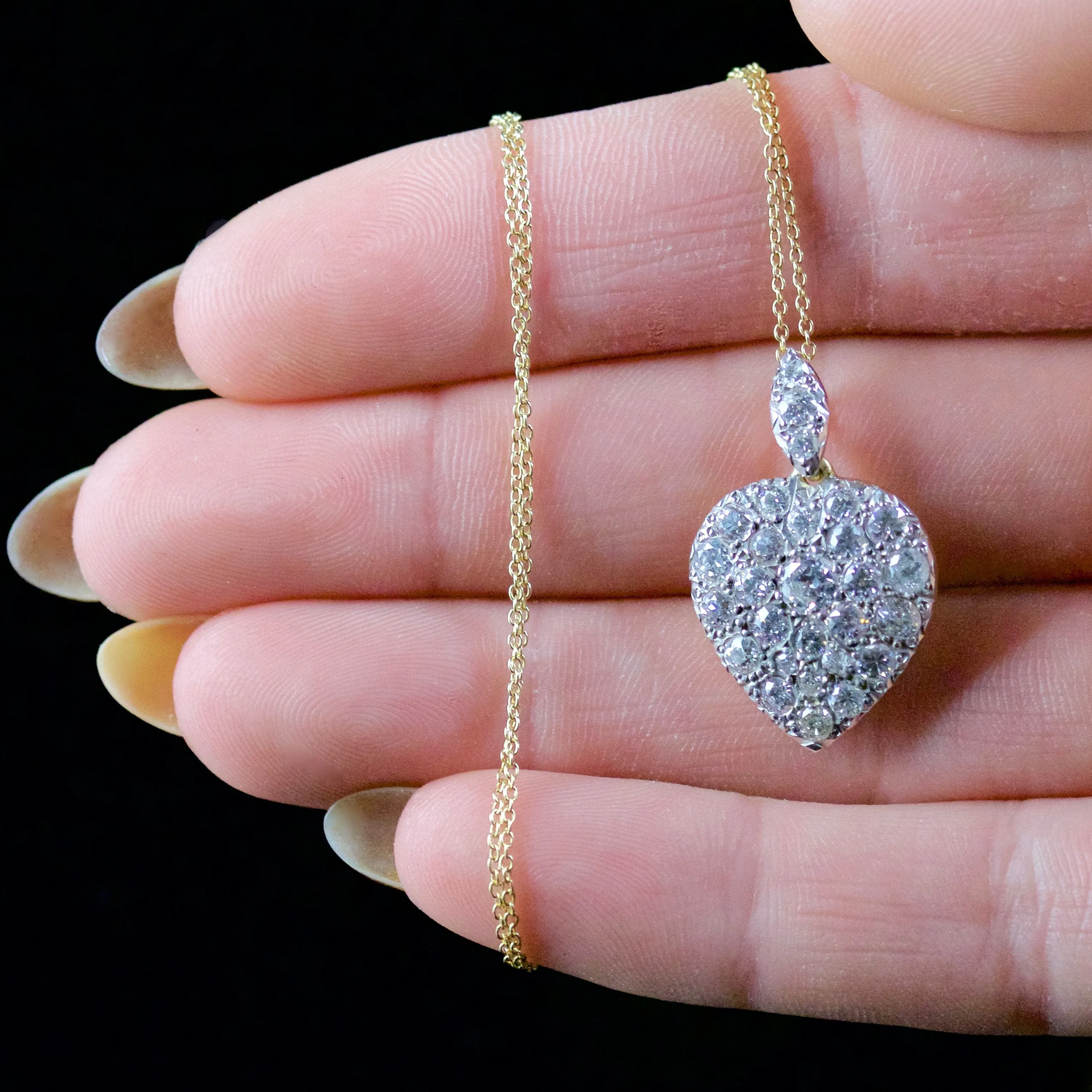 Diamond Heart Pendant Necklace and Chain 2.50Ct Diamonds 18Ct Yellow Gold