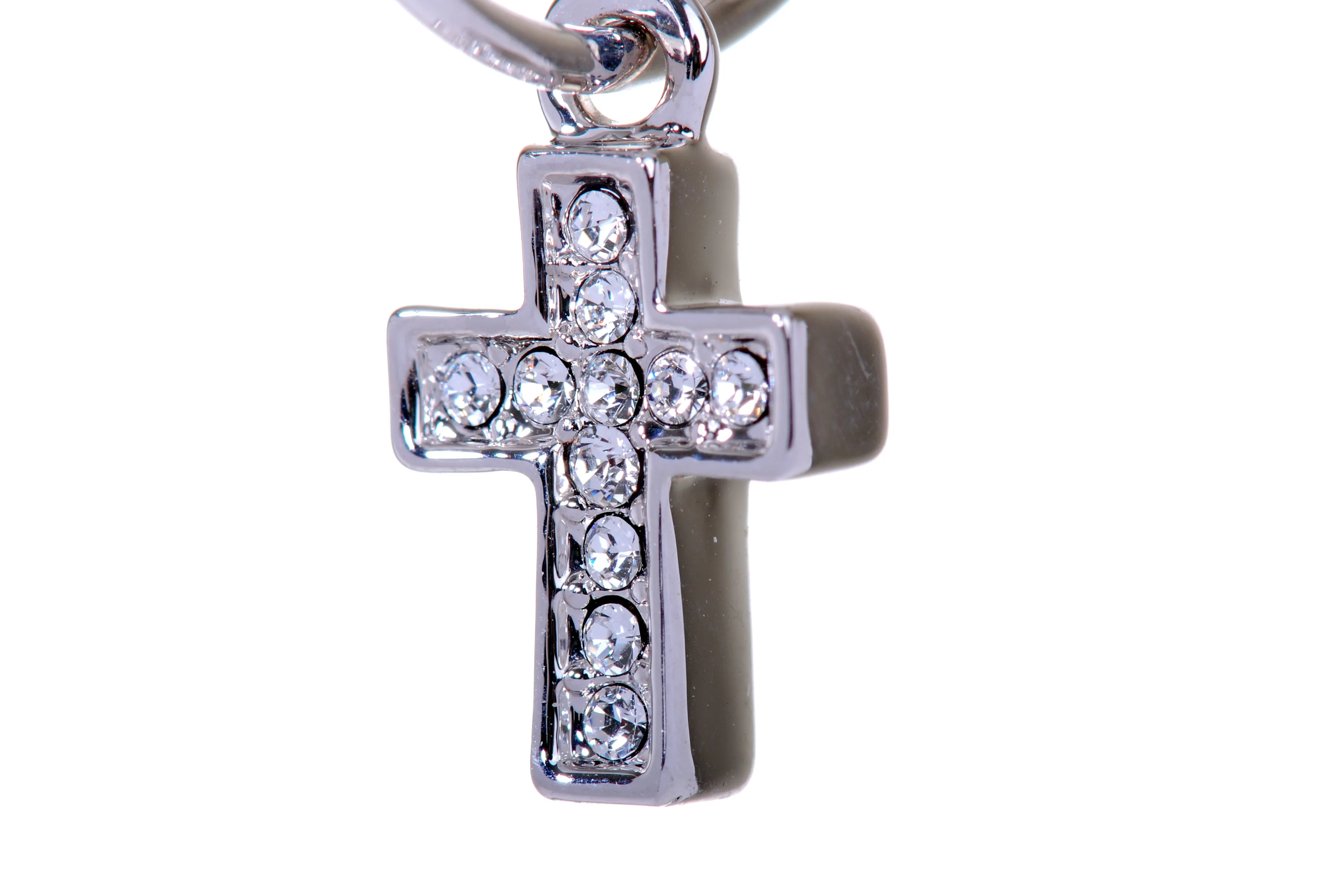 E7179 Rhodium Plated Swarovski Elements Crystal Cross Earring