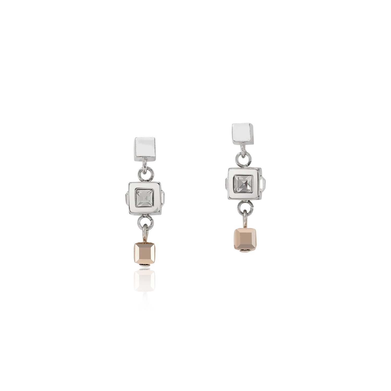 Earrings GeoCUBE® cluster silver-rose gold