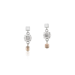 Earrings GeoCUBE® cluster silver-rose gold