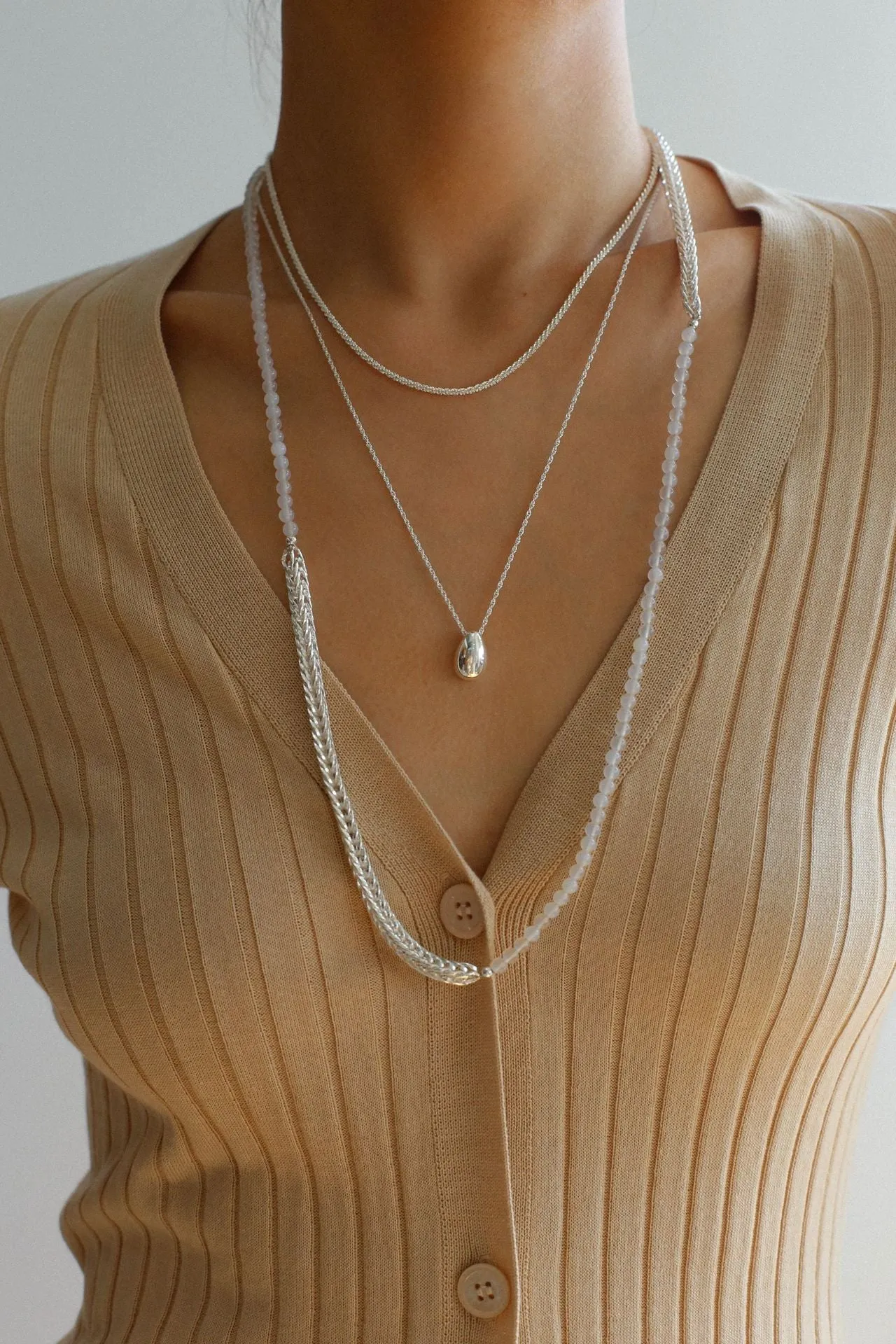 Elegant Long Chunky Chain Splicing Pearl Onyx Necklace