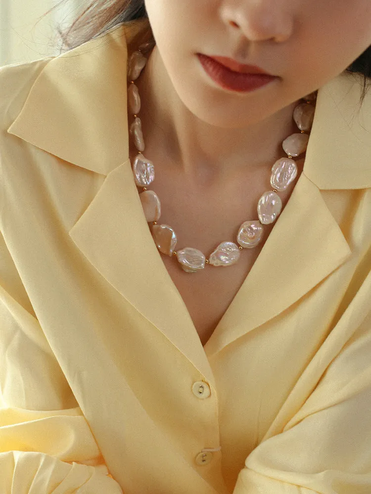 Elegant Rebellion Baroque Pearl Statement Necklace