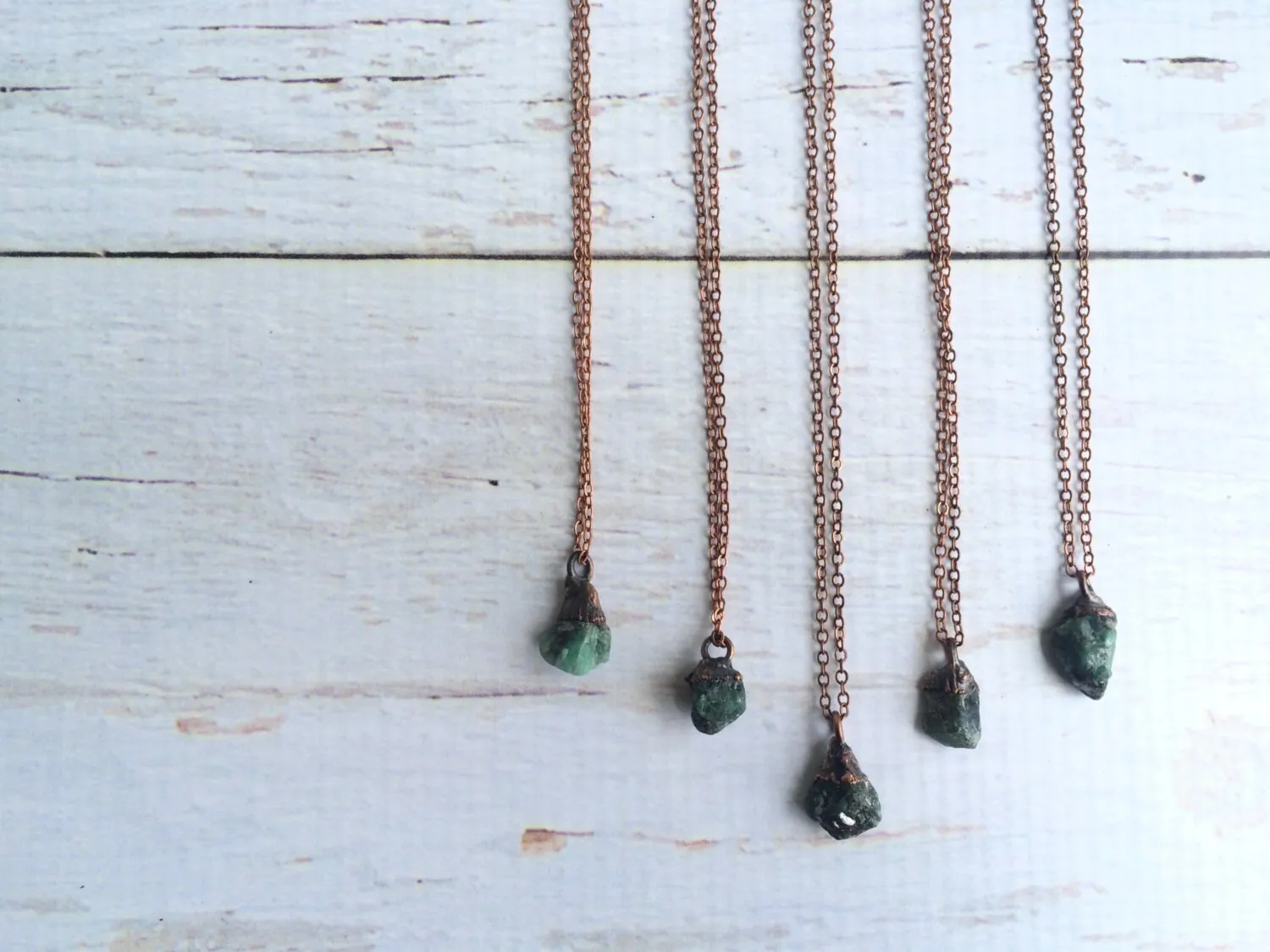 Emerald crystal necklace | Raw emerald necklace