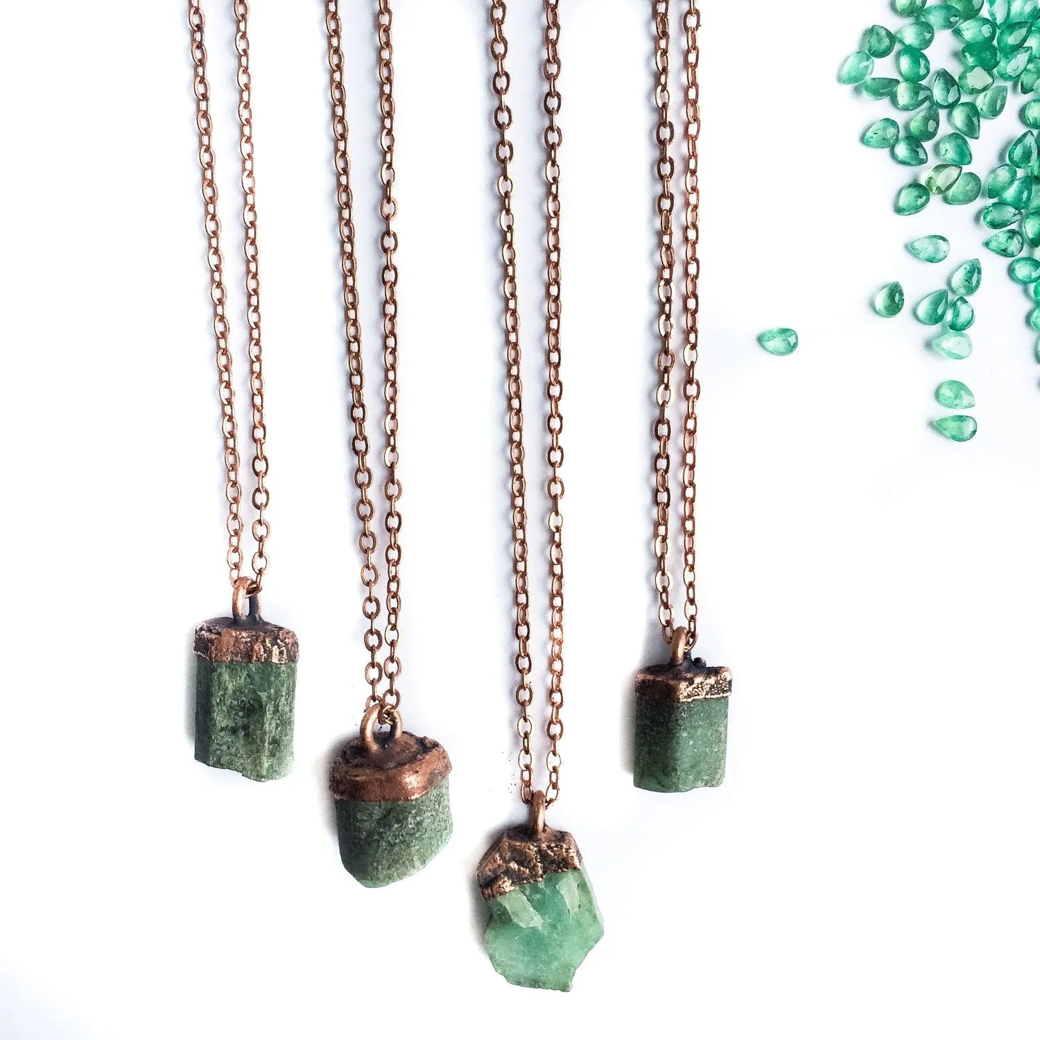 Emerald crystal necklace | Raw emerald necklace