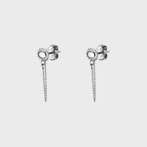 Essentielle Chain Stud Earrings, Silver Colour