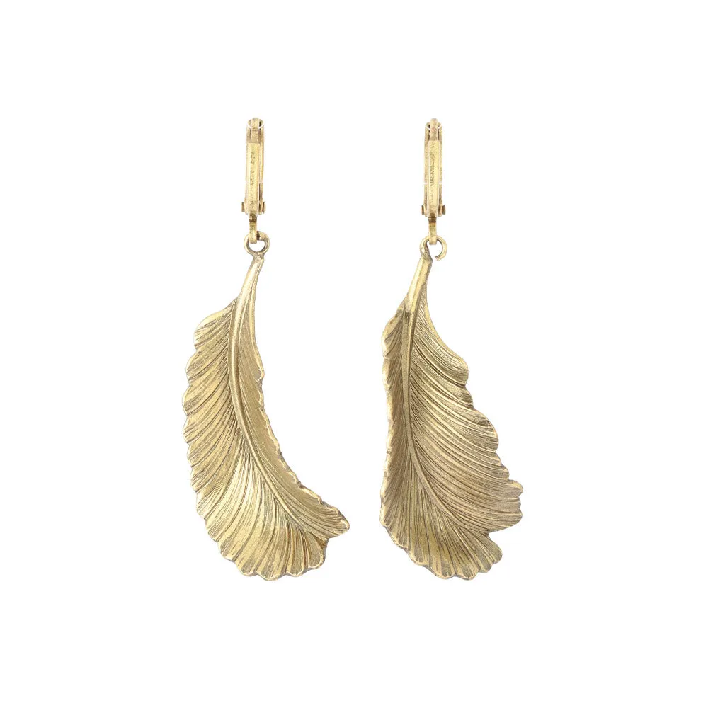 Feather Drop Huggie Earrings