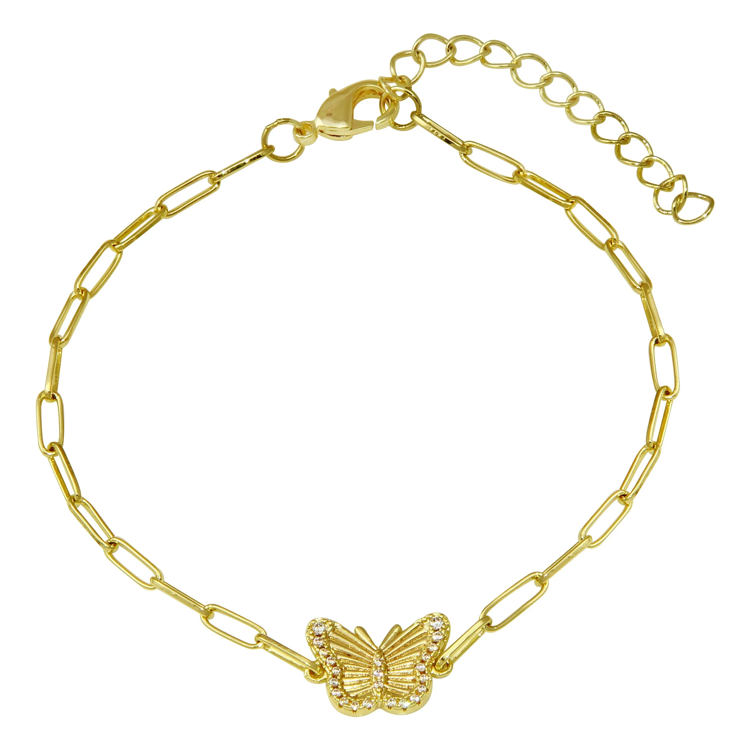 Fluted Butterfly Paperclip Bracelet