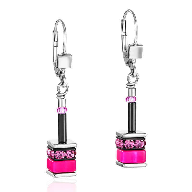 GeoCUBE® Earrings classic polaris & rhinestone multicolour