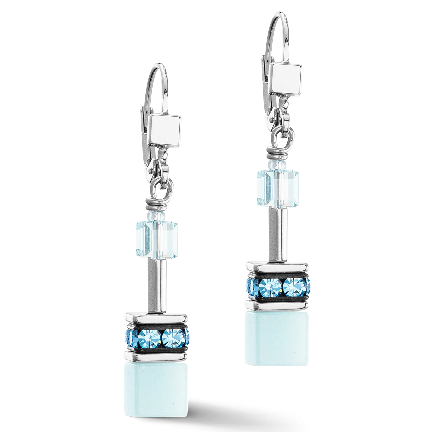 GeoCUBE® Iconic Mono Gold earrings ice blue