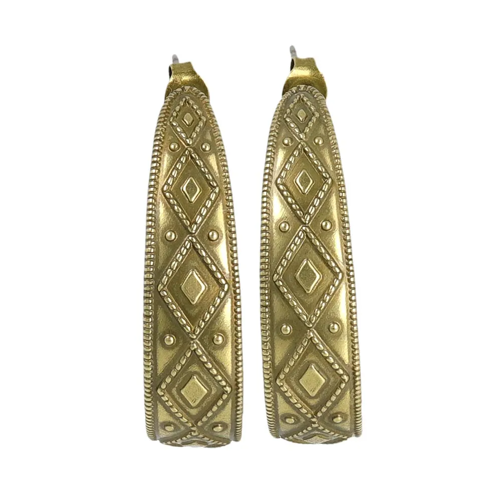 Geometric Engraved Statement Hoop Earrings