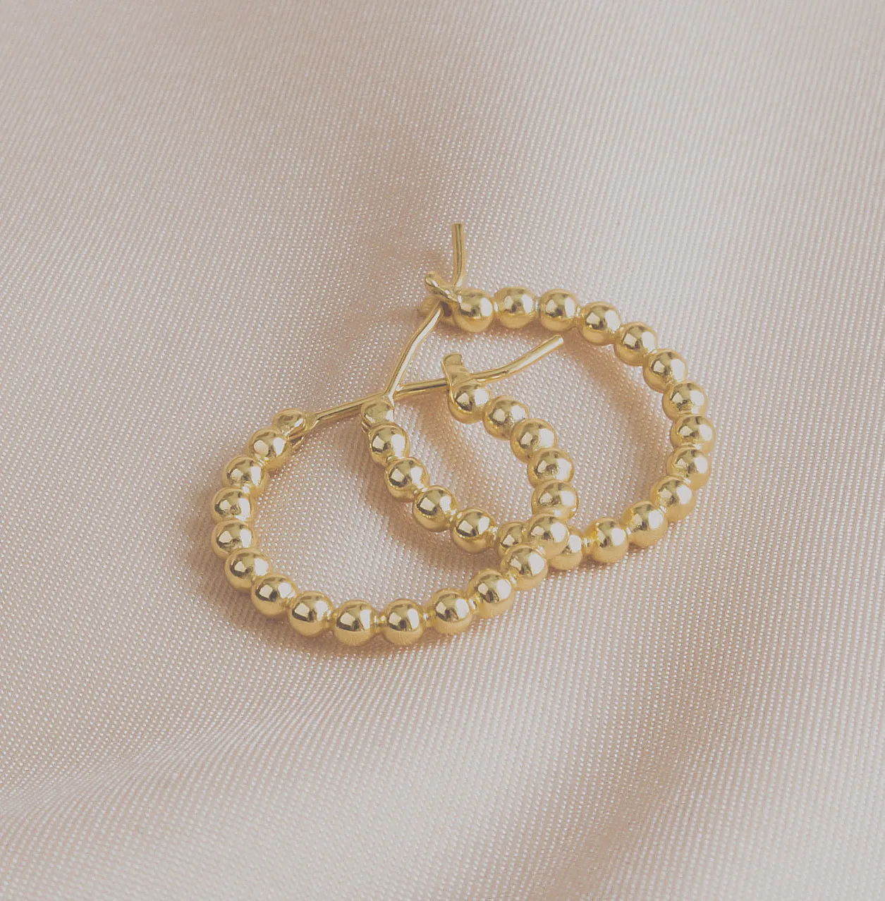 Gold Beaded Hoop Earrings