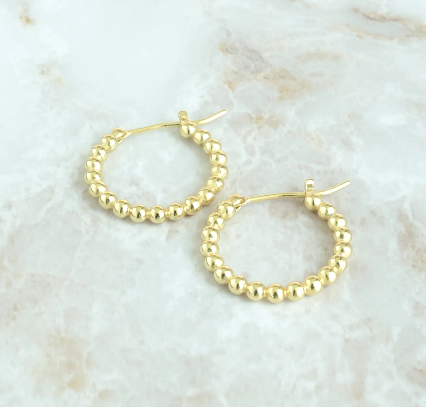 Gold Beaded Hoop Earrings