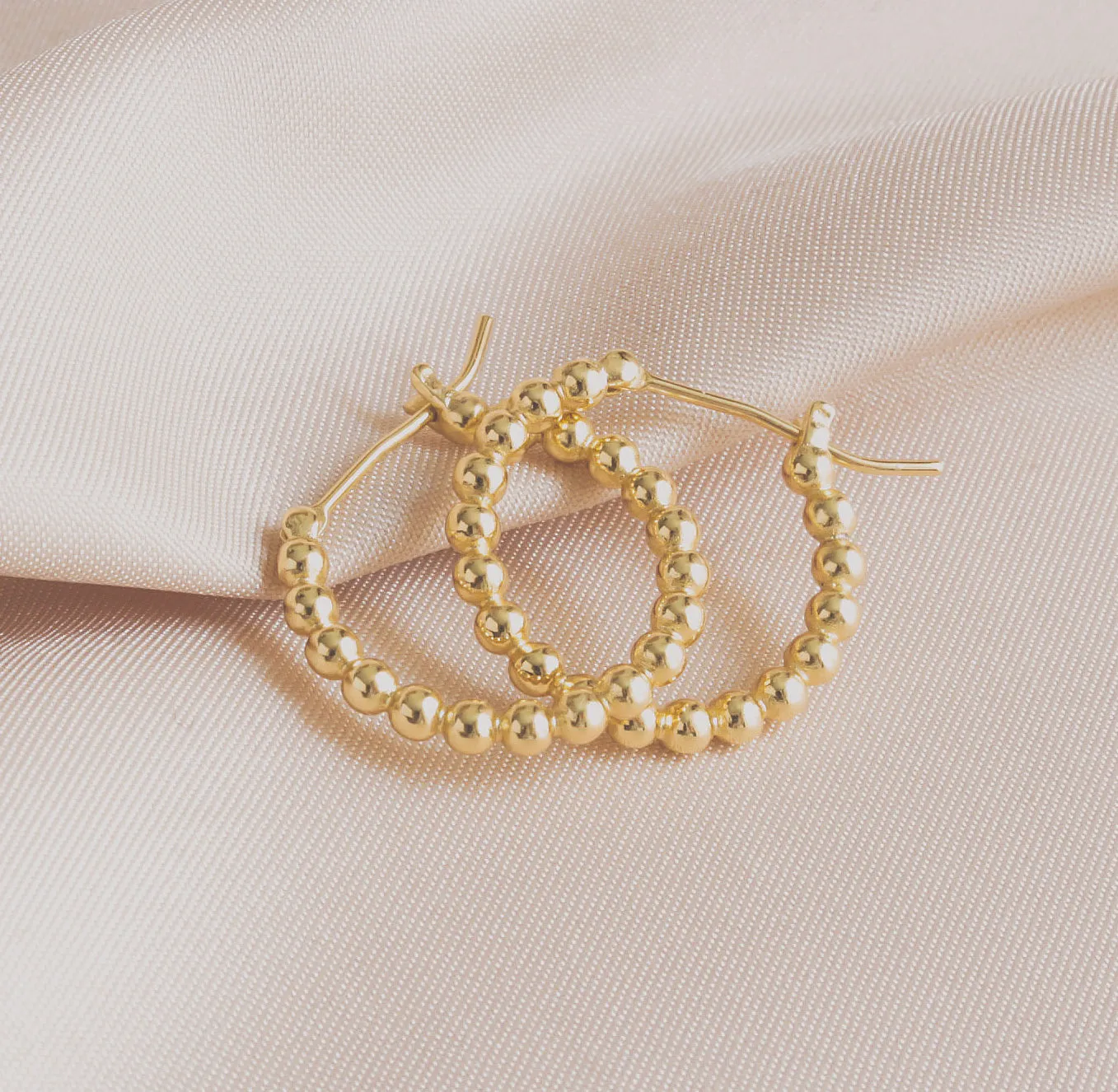 Gold Beaded Hoop Earrings