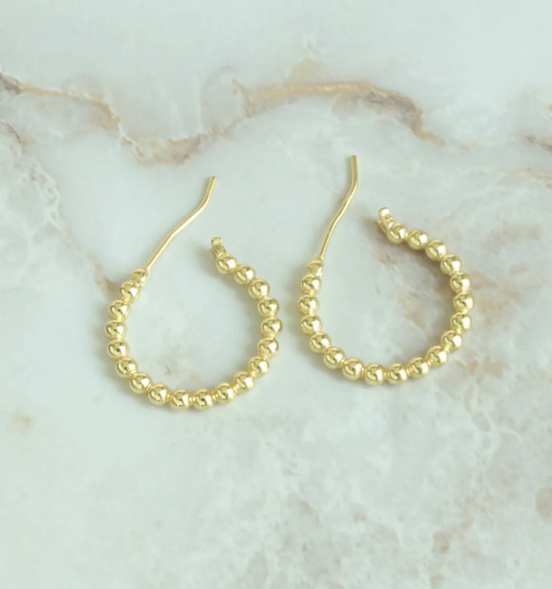 Gold Beaded Hoop Earrings