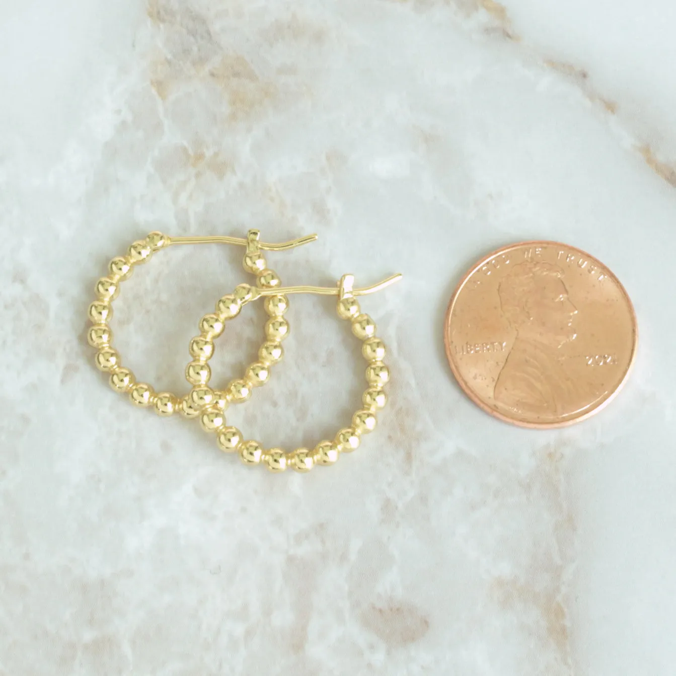 Gold Beaded Hoop Earrings