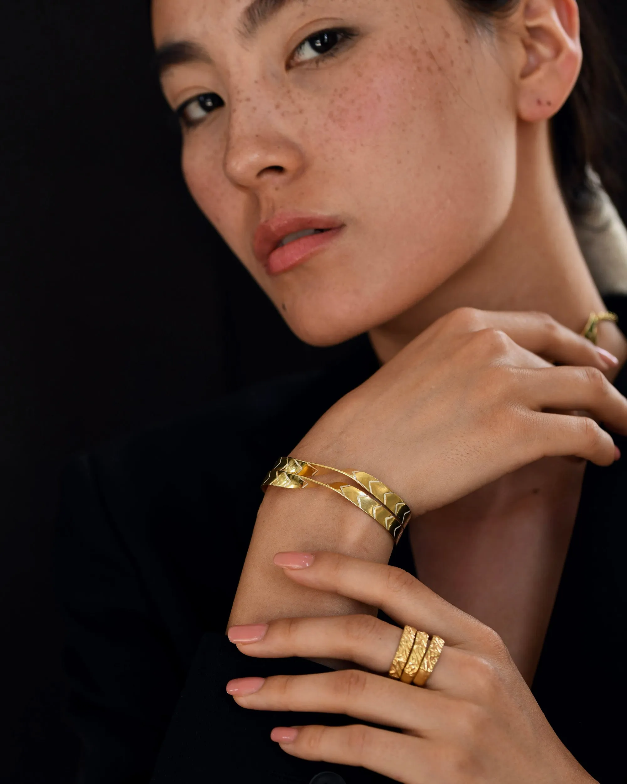 Gold Brass Twisted Enamel Bracelets