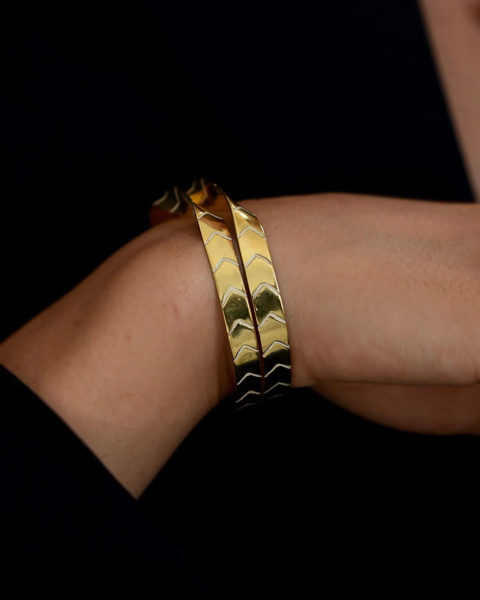 Gold Brass Twisted Enamel Bracelets