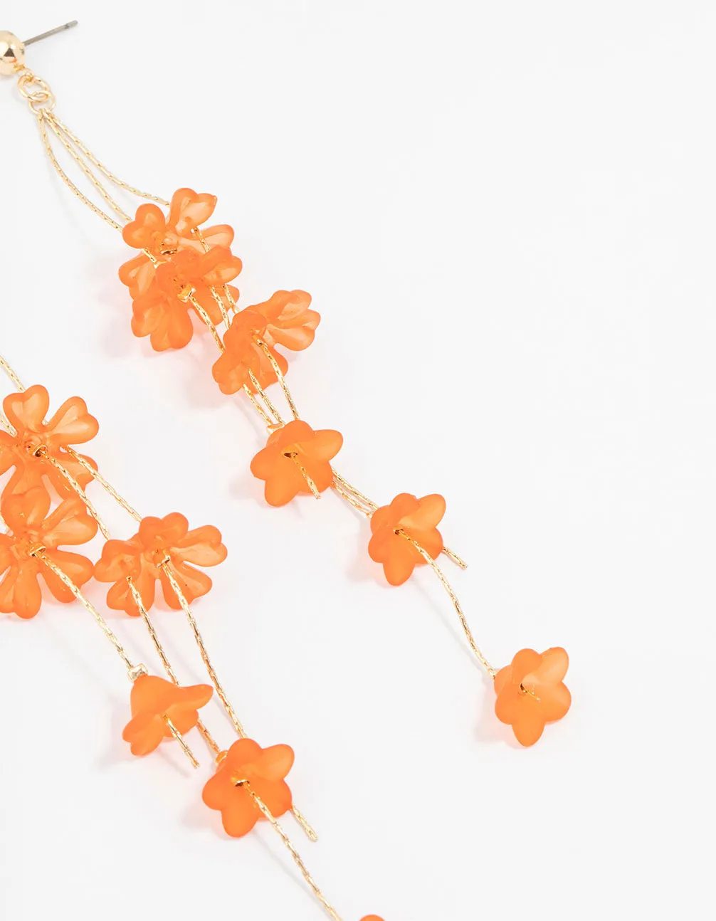 Gold Orange Petal Drop Earrings