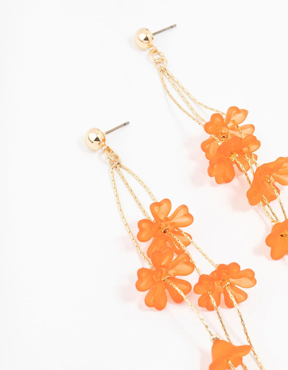 Gold Orange Petal Drop Earrings