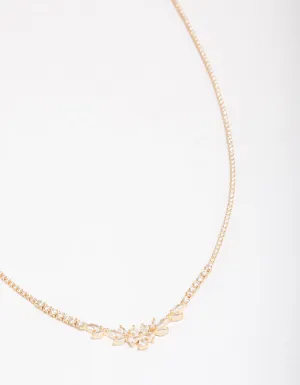 Gold Plated Dainty Cupchain Floral Necklace