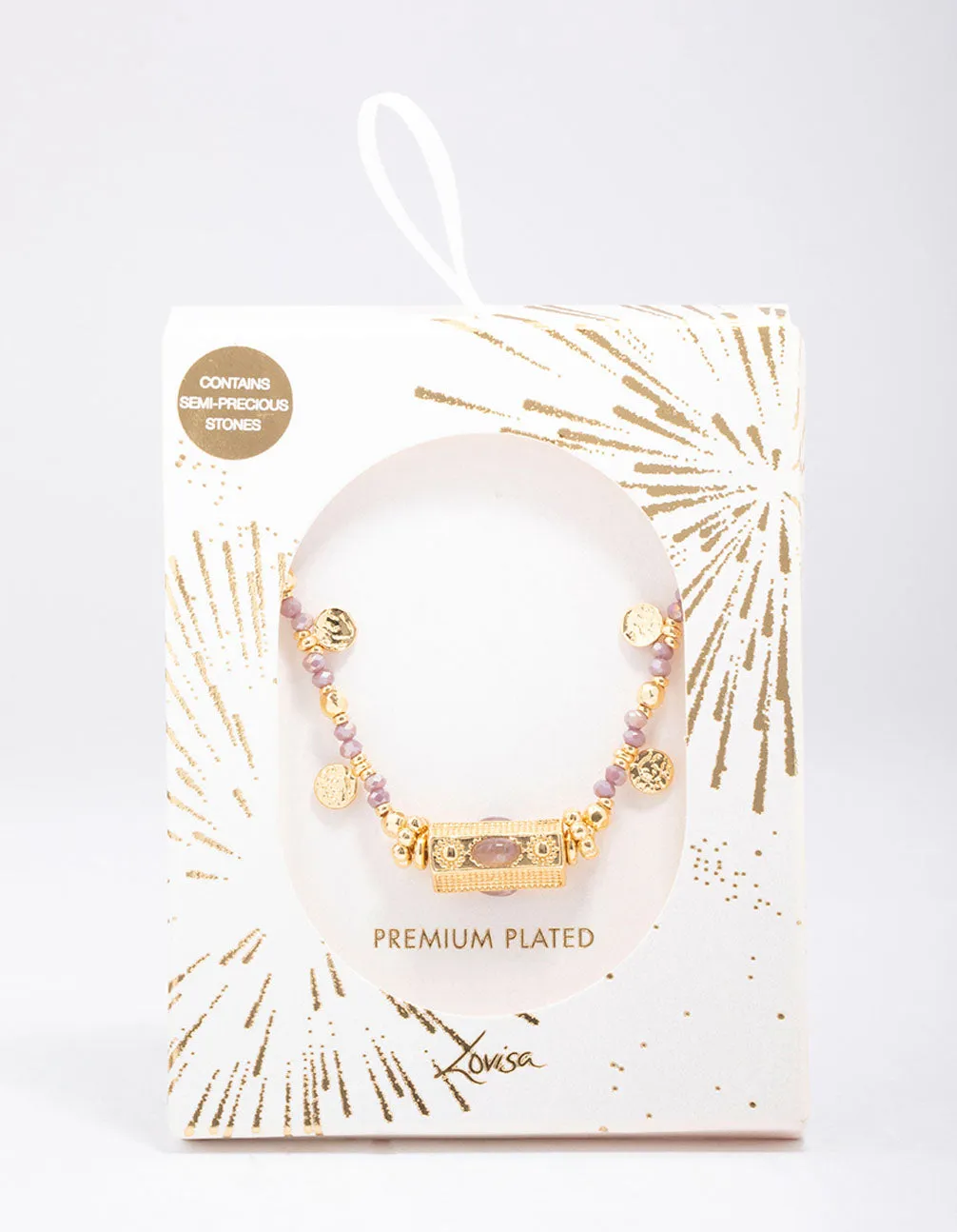 Gold Plated Semi-Precious Barrel Necklace