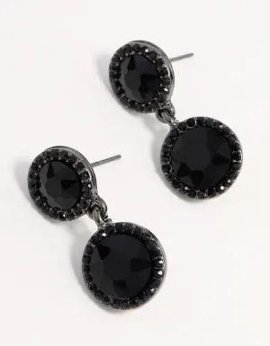 Gunmetal Black Stone Drop Earrings